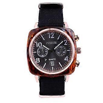 Fashionable Casual Square Dial Nylon Belt Men Watch Quartz Wristwatch(Black)