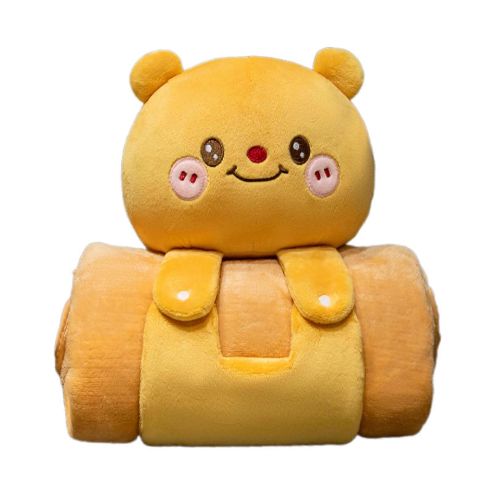 Plush Doll Pillow Quilts Double-use Cushions Spring and Summer Office Naping Pillow Cushions Folding Air Conditioning Butter Bear S