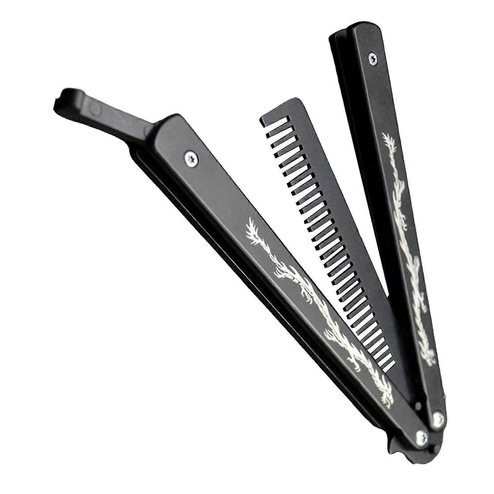 Butterfly Comb Hair Styling Tool Unsharpened Foldable Training Comb Black-Yvan