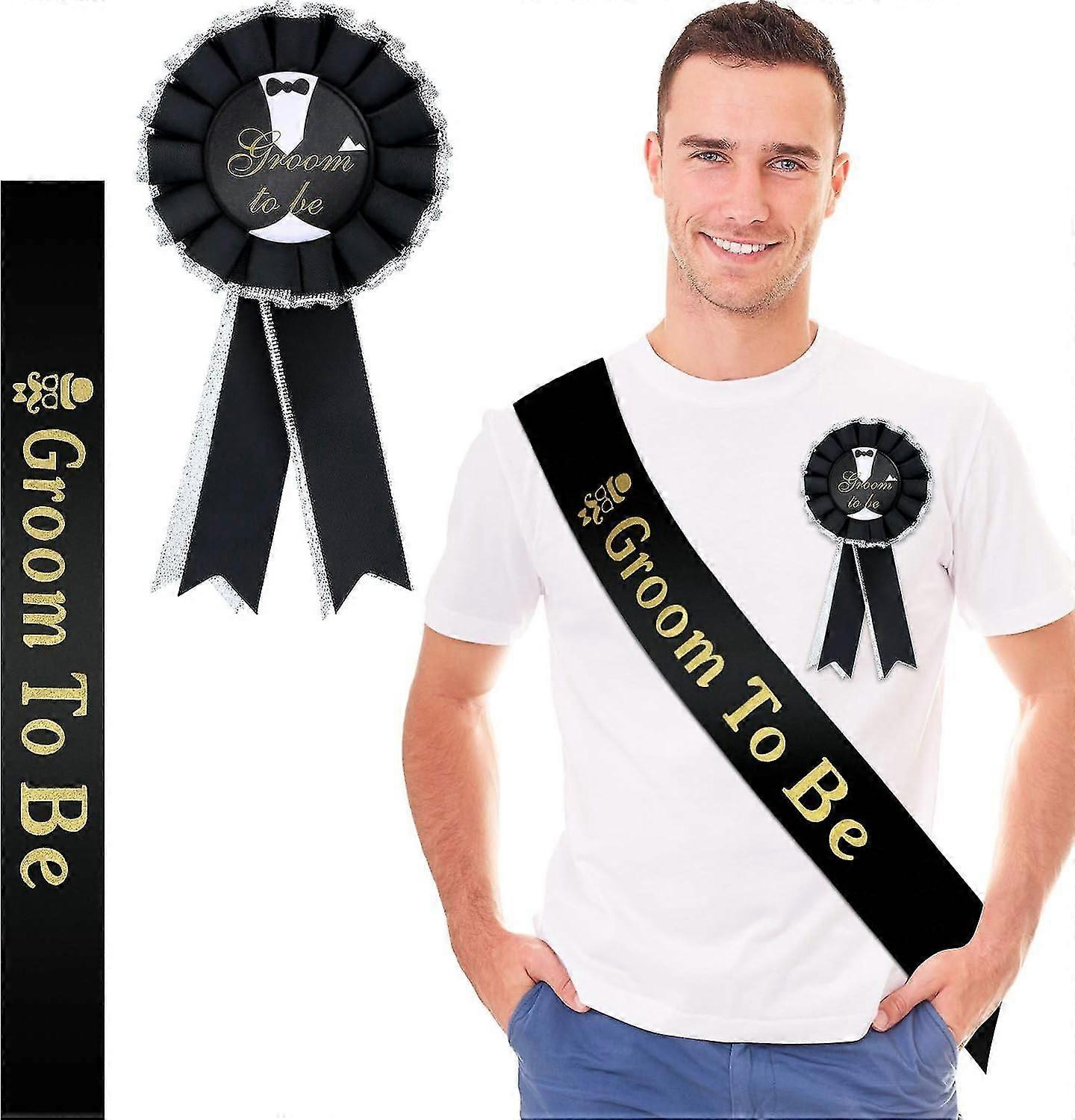 Groom Sash Badge Set - Utdrikningslag Feiring Forbruksartikler