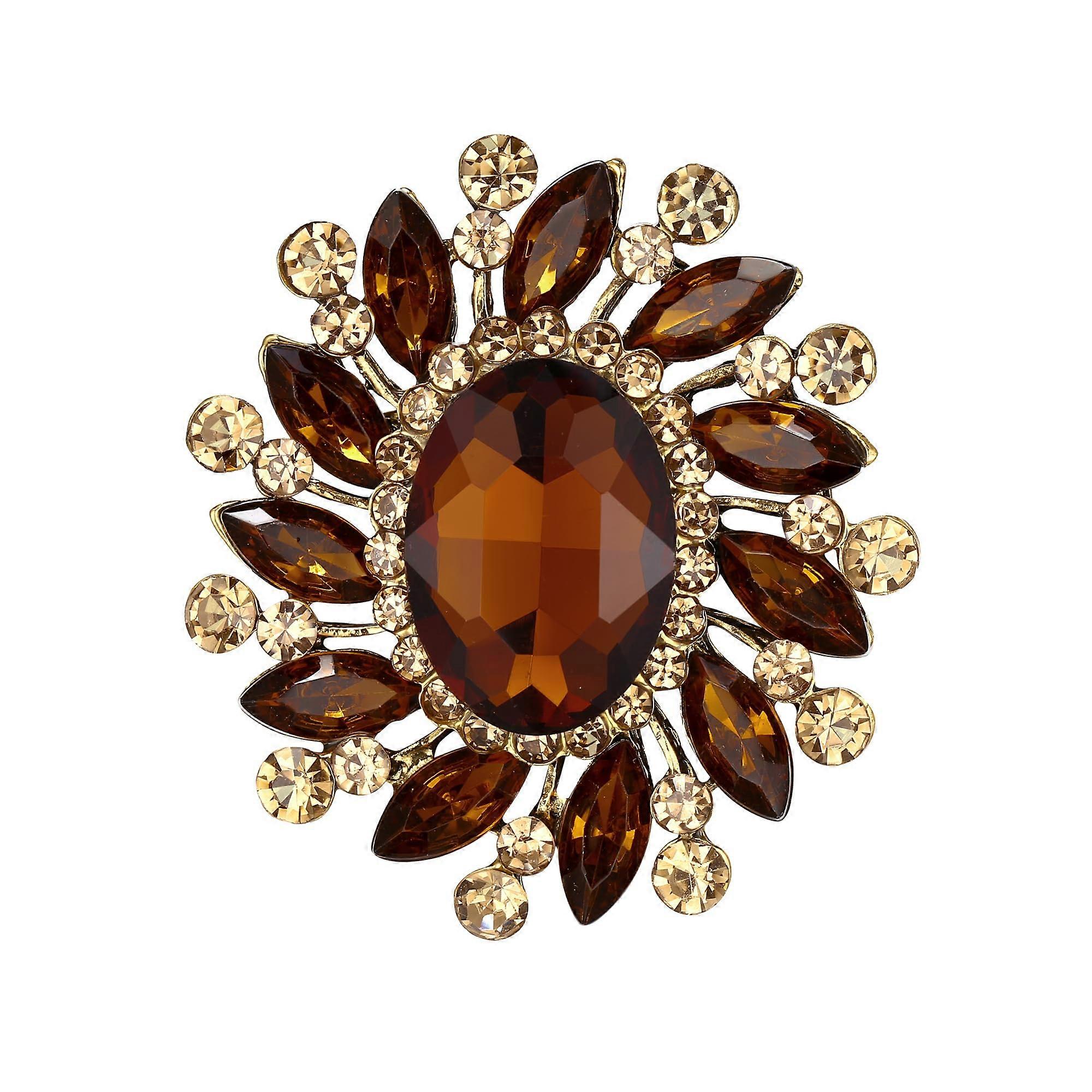 Oval Marquise Rhinestone Brooch with Austrian Crystal Inlay for Formal Evening Wear Accessories, Silver Color, Elegant Design