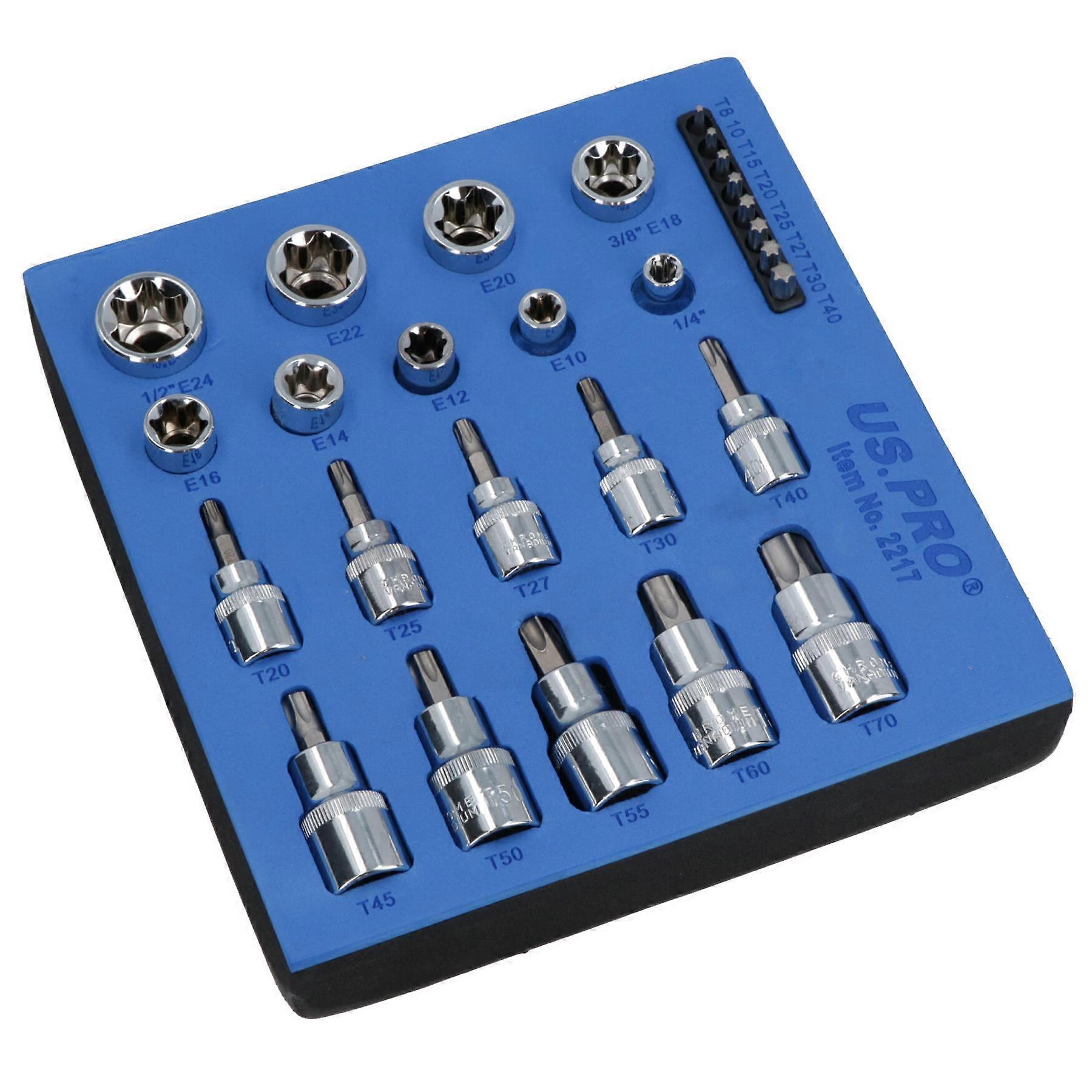 Torx / Star Male And Female Sockets And Bits E10 - E20 / T8 - T70 BERGEN AT807