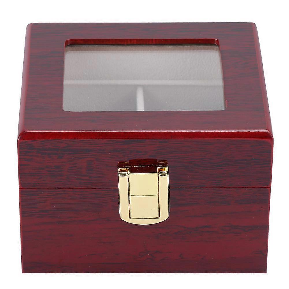 2 Compartment Wooden Watch Storage Box with Clear Window (Red)