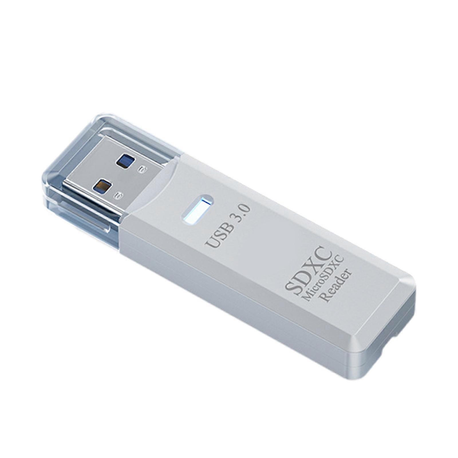 Portable 2 in 1 USB Card Reader USB 3.0 Compatibility for  SDXC Cards Fast Speed for Efficient Data Transfer  White