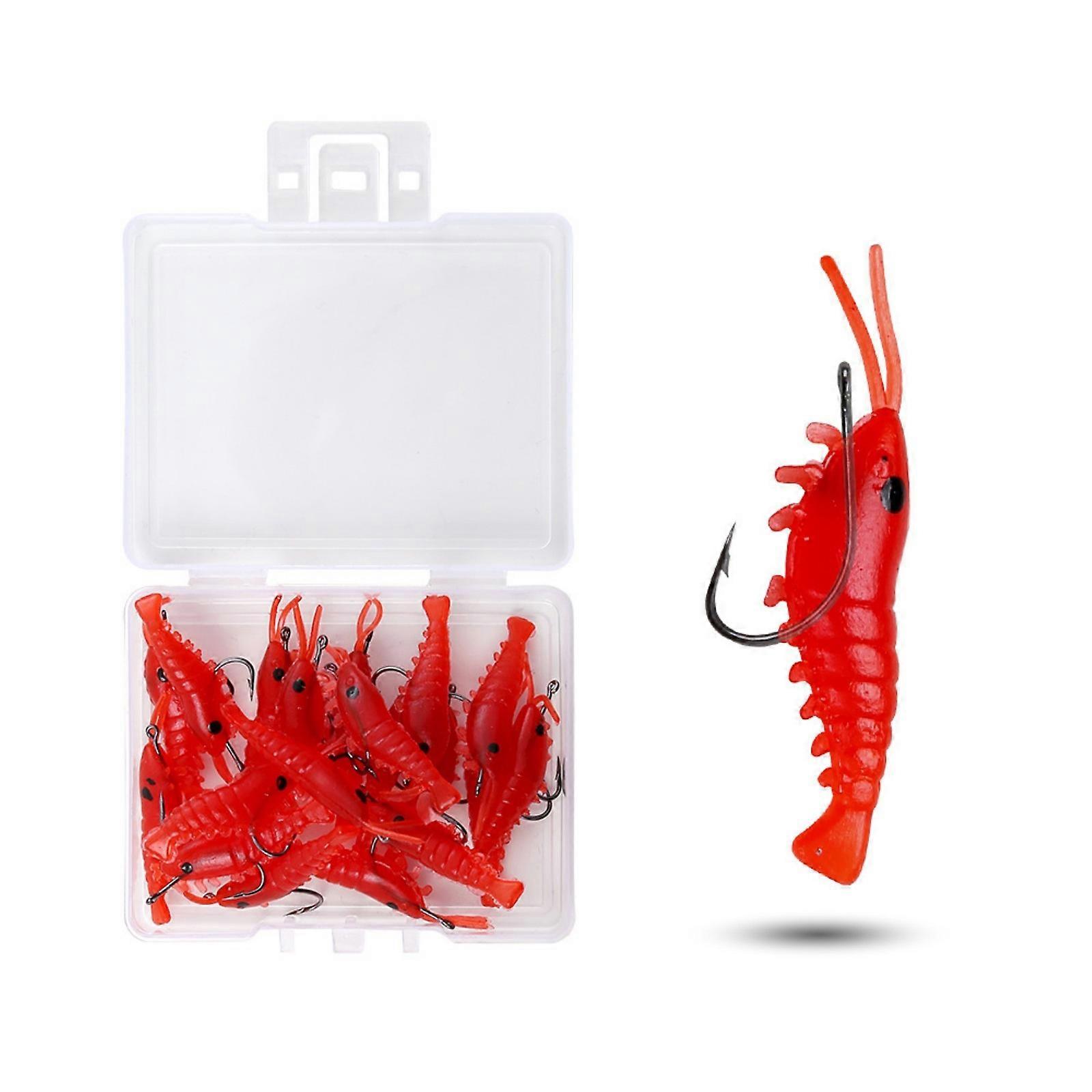20PCS Simulation Garnelen Swimbaits Köder mit Haken Schwimmende Köder Weiche Köder Künstliche Garnelenköder Angelköder Rot