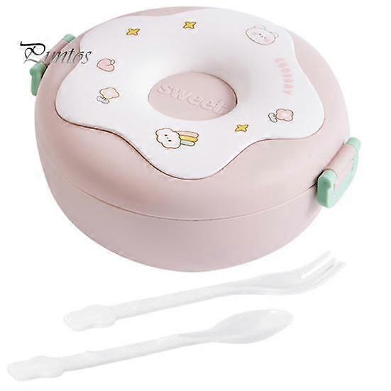 Cute Cartoon Donut 1000ml Lunch Box Microwavable Bento Container with Compartments Students Supply