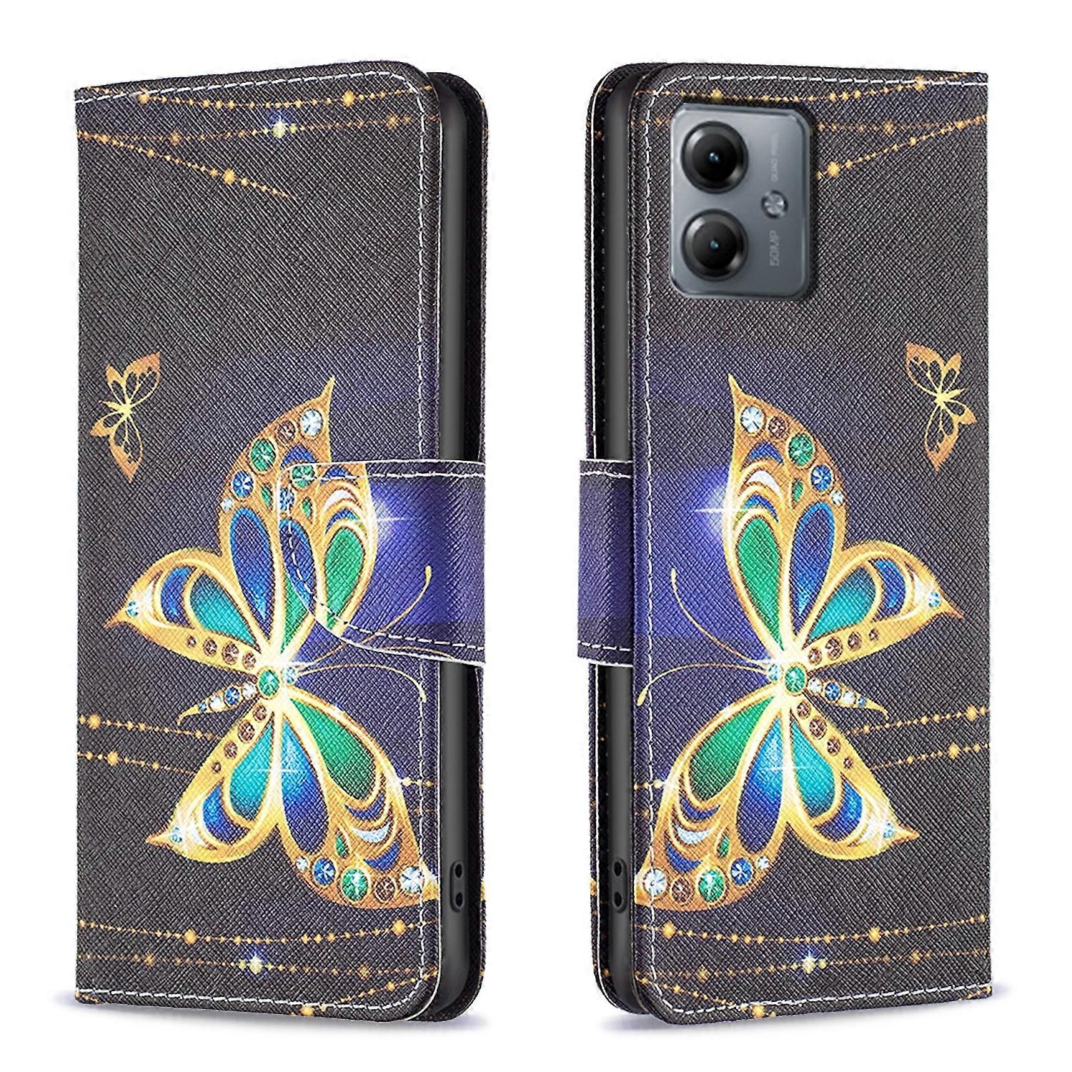 For Motorola Moto G14 Faux Leather Phone Case Book Motif 4 Cases Case Sleeve