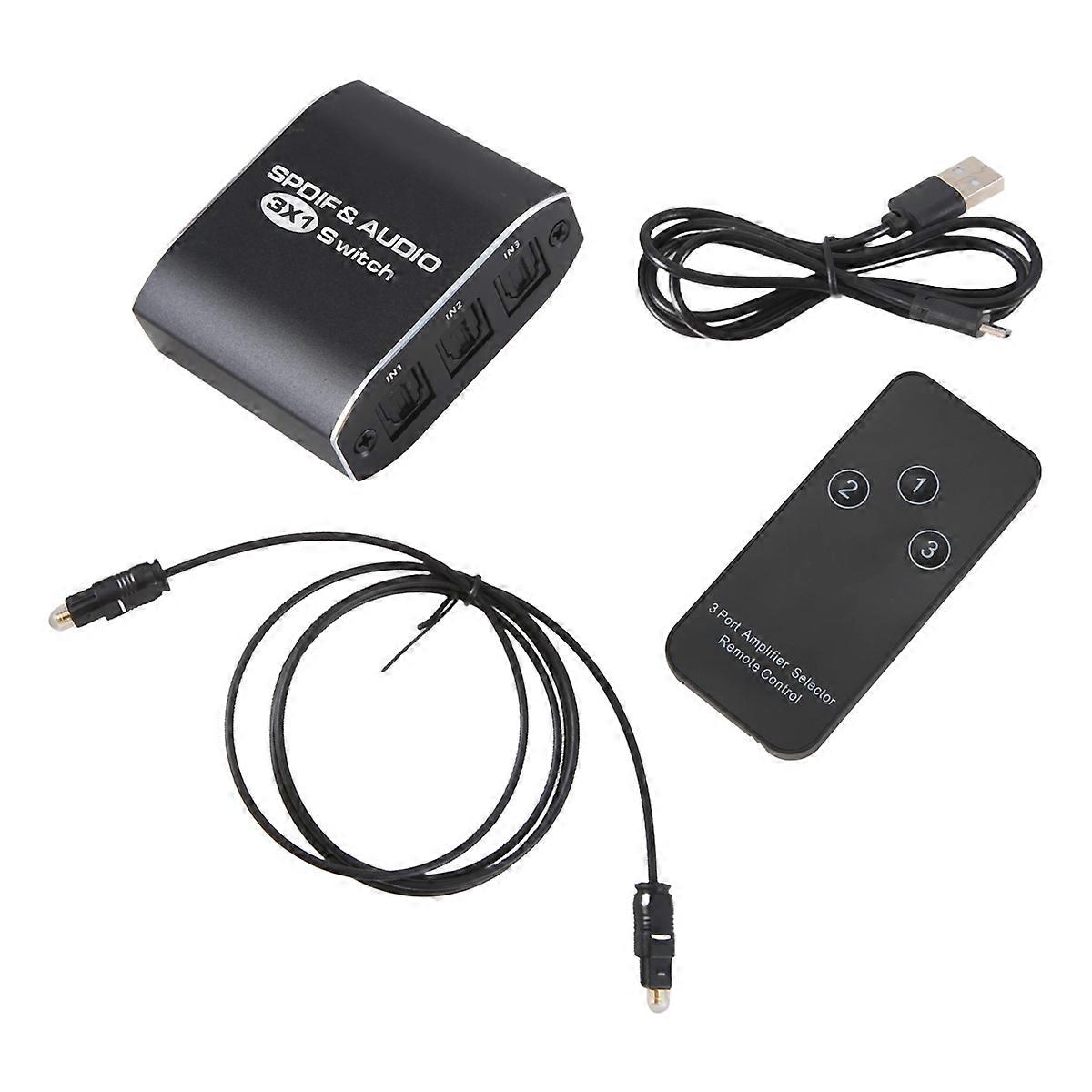 FSU Spdif & Audio Switch 3 in 1 Out Optical Splitter for Hdtv Dvd Ps4