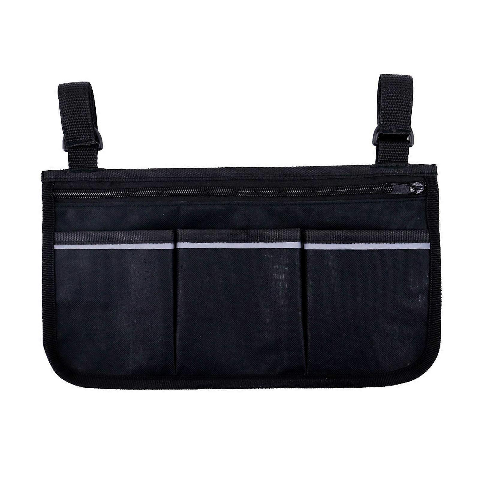 Wheelchair Bag with Pockets Reflective Strips Armrest Side Bag for Electric Wheelchair Mobility Scooter Walking Frame Storage Pouch