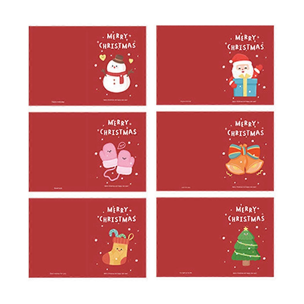 Pack of 6 in 6 Patterns Merry Christmas Greeting Cards 4.5"X 3.3" With Brown Envelop