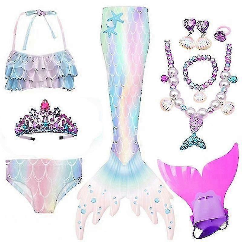 Mermaid Tail Swimsuit with Monofin Girls Boys Swimwear Bikini Set WHBYV