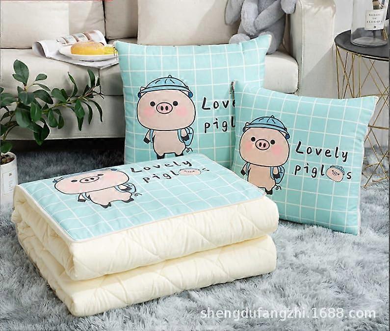 Pillow and Quilt Two-in-One Sofa Cover, Air Conditioner Compatible, Car Nap Cushion and Blanket Set