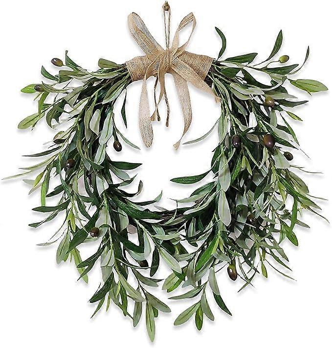 22' Heart Shaped Artificial Olive Leaf Wreath - Green Leaf Fruit Olive Spring Flower Swag for Front Door, Wedding Arch