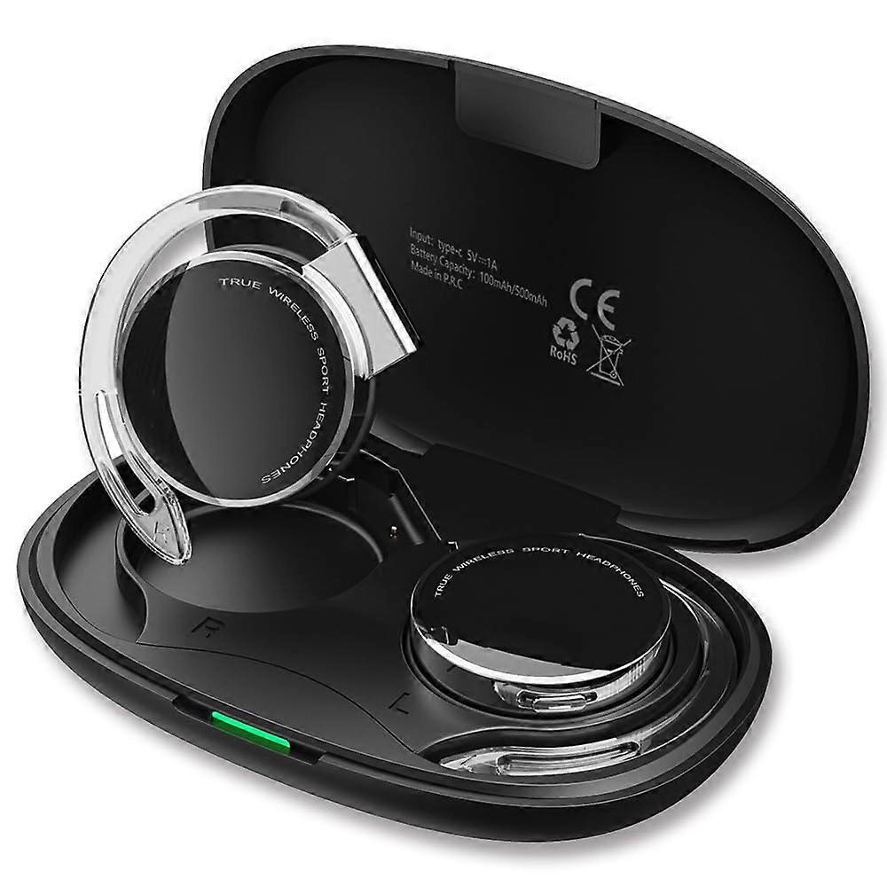 ZOUKAI Open Ear Headphones Bluetooth 5.3 True Wireless Earbuds with Earhooks,  , Black (BT-X)