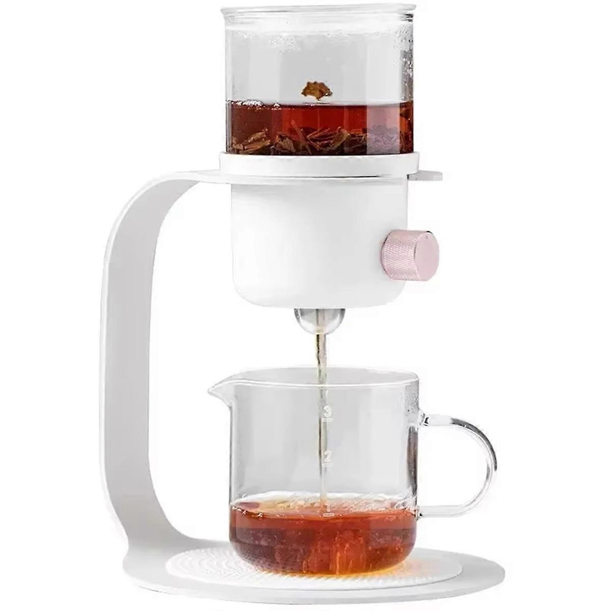 Glass Tea Pot for Lazy Brewing - Flower Tea Pot with Drip Filter,Ideal for Tea and Freshly Ground Co