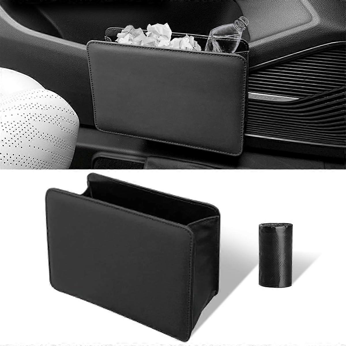 Car Trash Can, Auto Leather Garbage Organizer Bin with Removable Trash Bag for Cars and Trucks, Durable Design