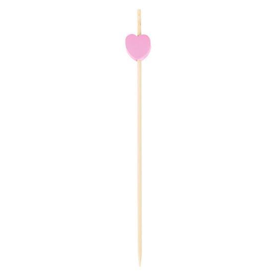 100Pcs Disposable Dessert Picks Heart Pattern Bamboo Barbeque Snacks Buffet Picks Indoor