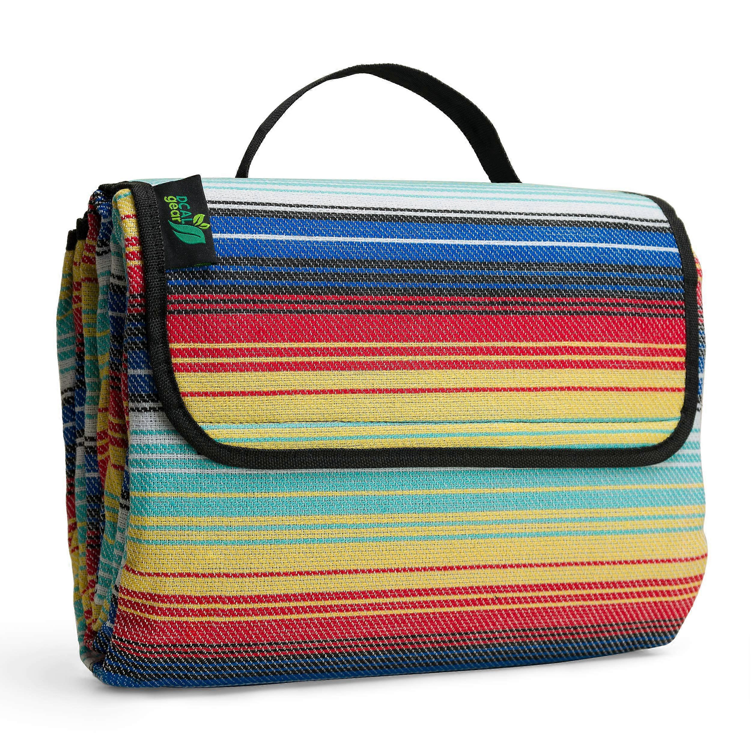 Picnic Blanket Extra Large Outdoor Foldable Multi-Color Stripe For Park, Beach, Concerts, And Family Use