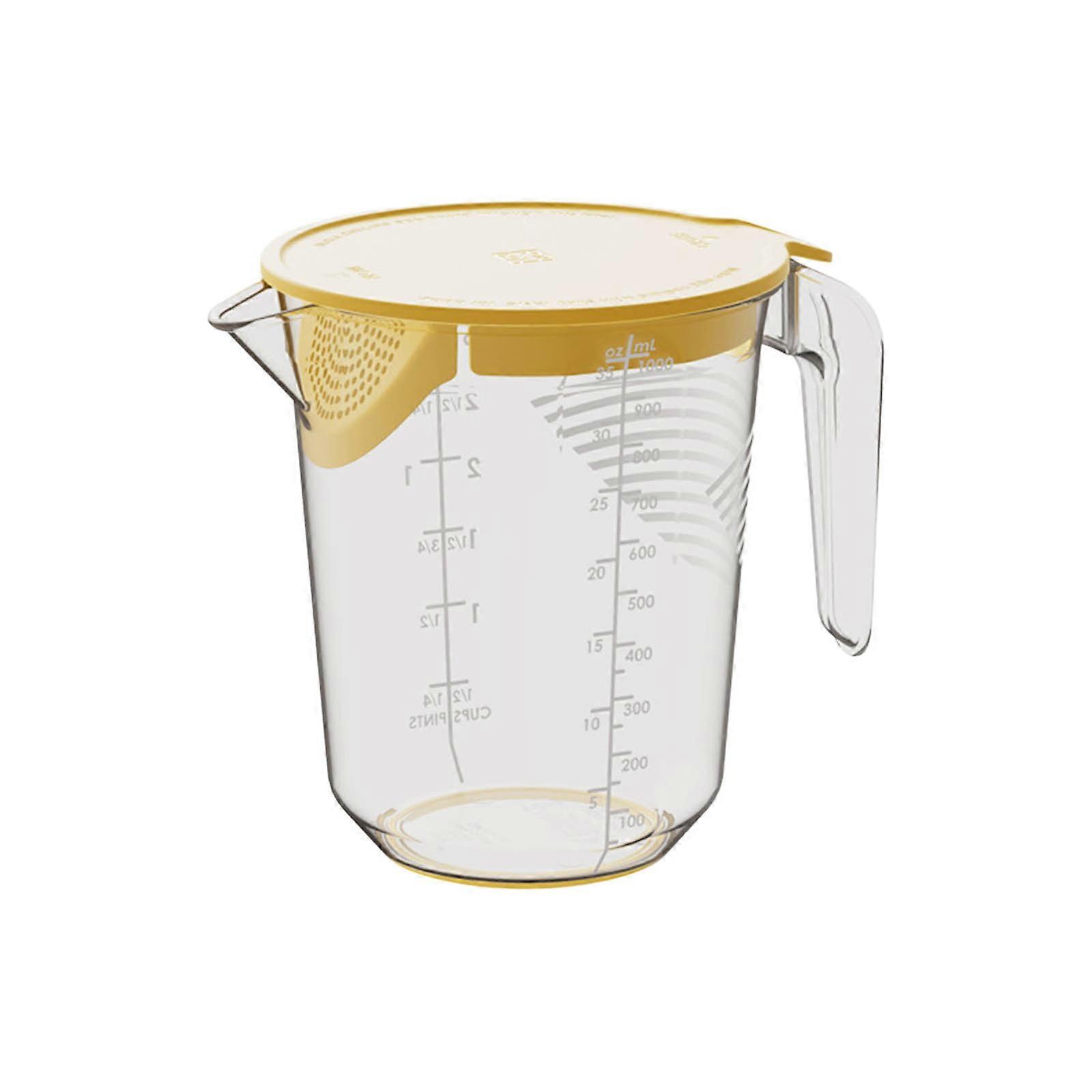 Water Filter Cup with Scale Kitchen Measuring Cup Eggs Liquid Purification Cups Large Capacity Impurity Filtering Cup Yellow
