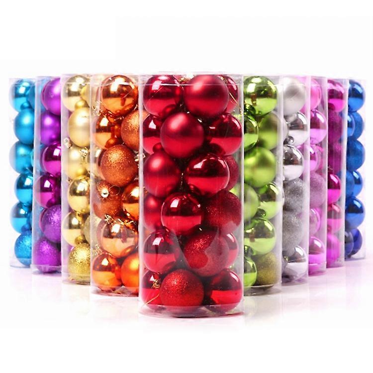 24 PCS 6cm Plating Plastic Christmas Tree Decorations Hanging String Ball, Random Color Delivery