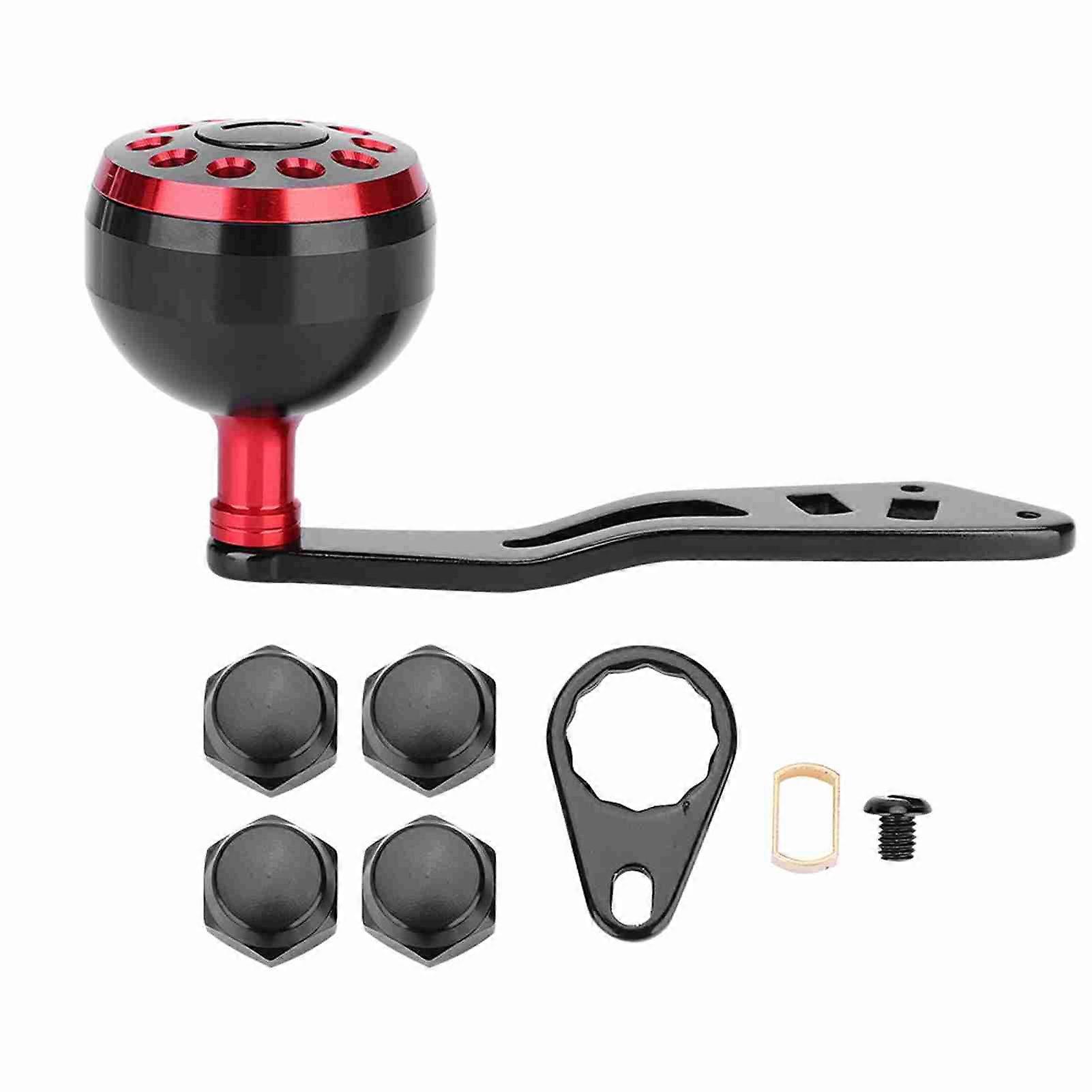 Fishing Reel Handle CNC Knob with Replacement Accessories (Black & Red)