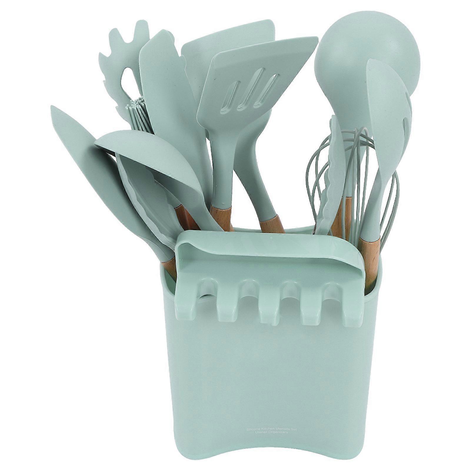 13pcs Silicone Kitchenware Set, Wooden Handle Cooking Utensils