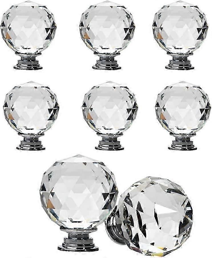 Set of 8 Spherical Crystal Drawer Knobs,Diameter 30mm,for Cabinet Drawer(40mm)