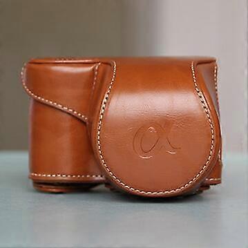 Crazy Horse Full Body Protective Leather Camera Case Bag for Sony Alpha A6300/A6000