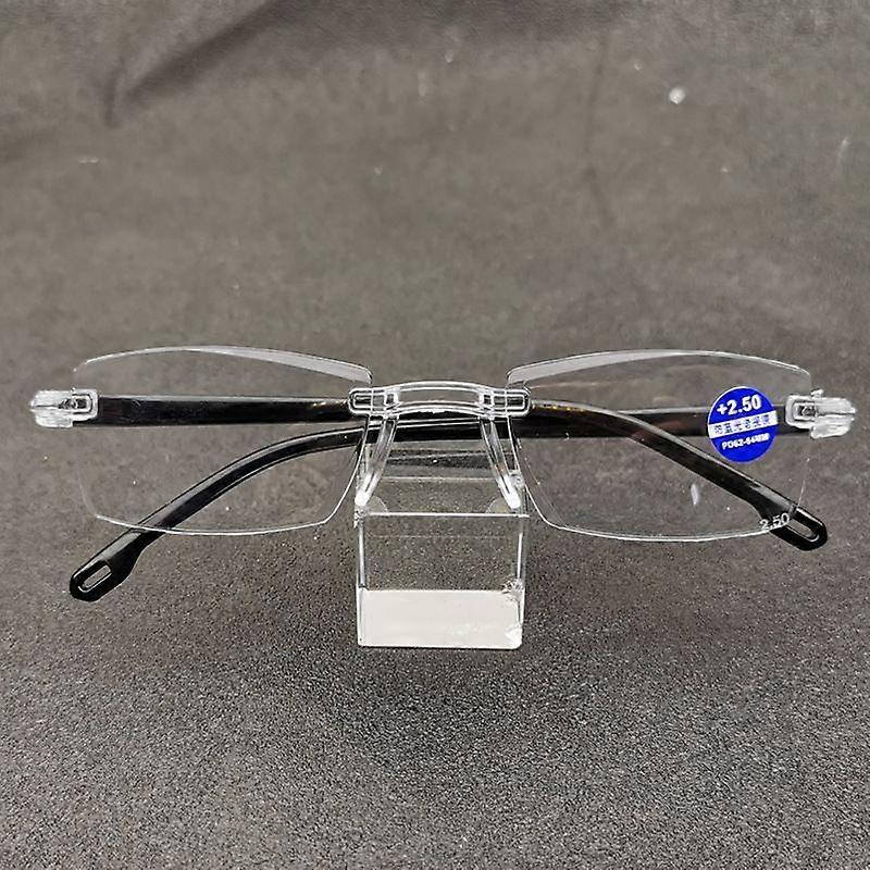 2022 New Anti Blue Ray Reading Glasses Men Women Rimless Cutting Presbyopia Eyewear Blue Light Blocking Glasses +1.0 to + 4.0