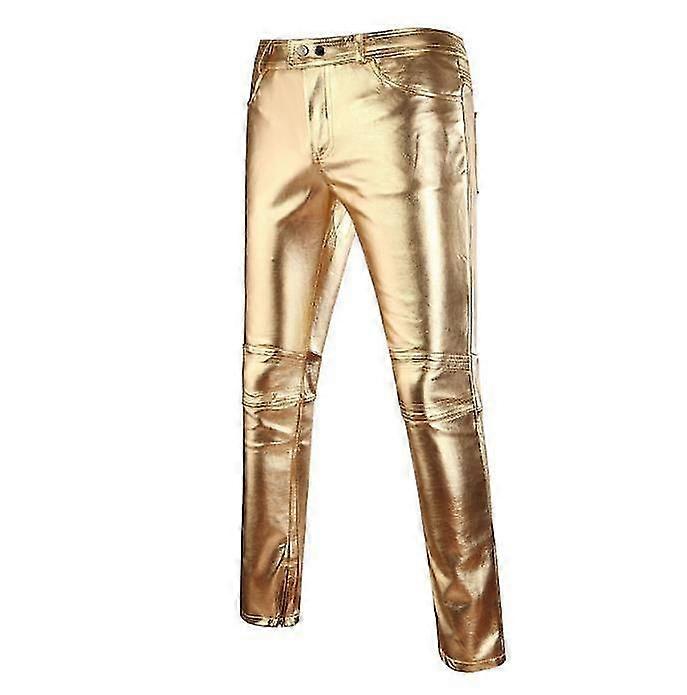 Herren Slim Fit Bright Color Pu LederHose
