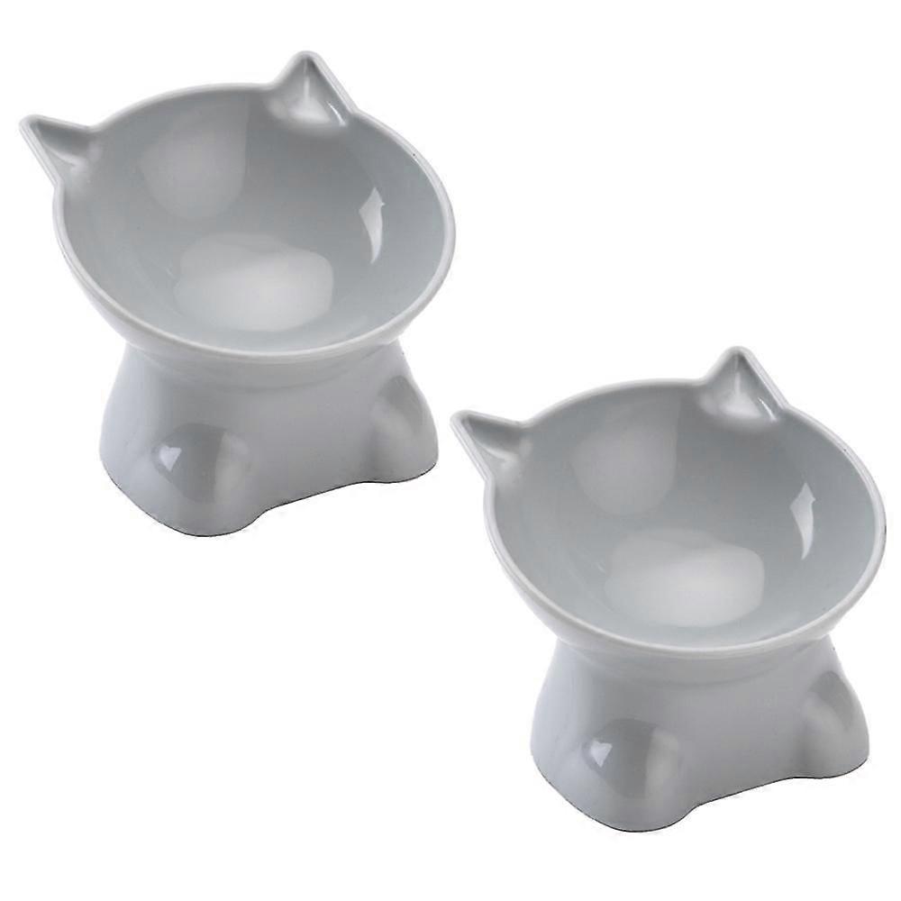 2pcs Elevated Cat Dog Bowls キャットフード&ウォーターボウルセット P保護用