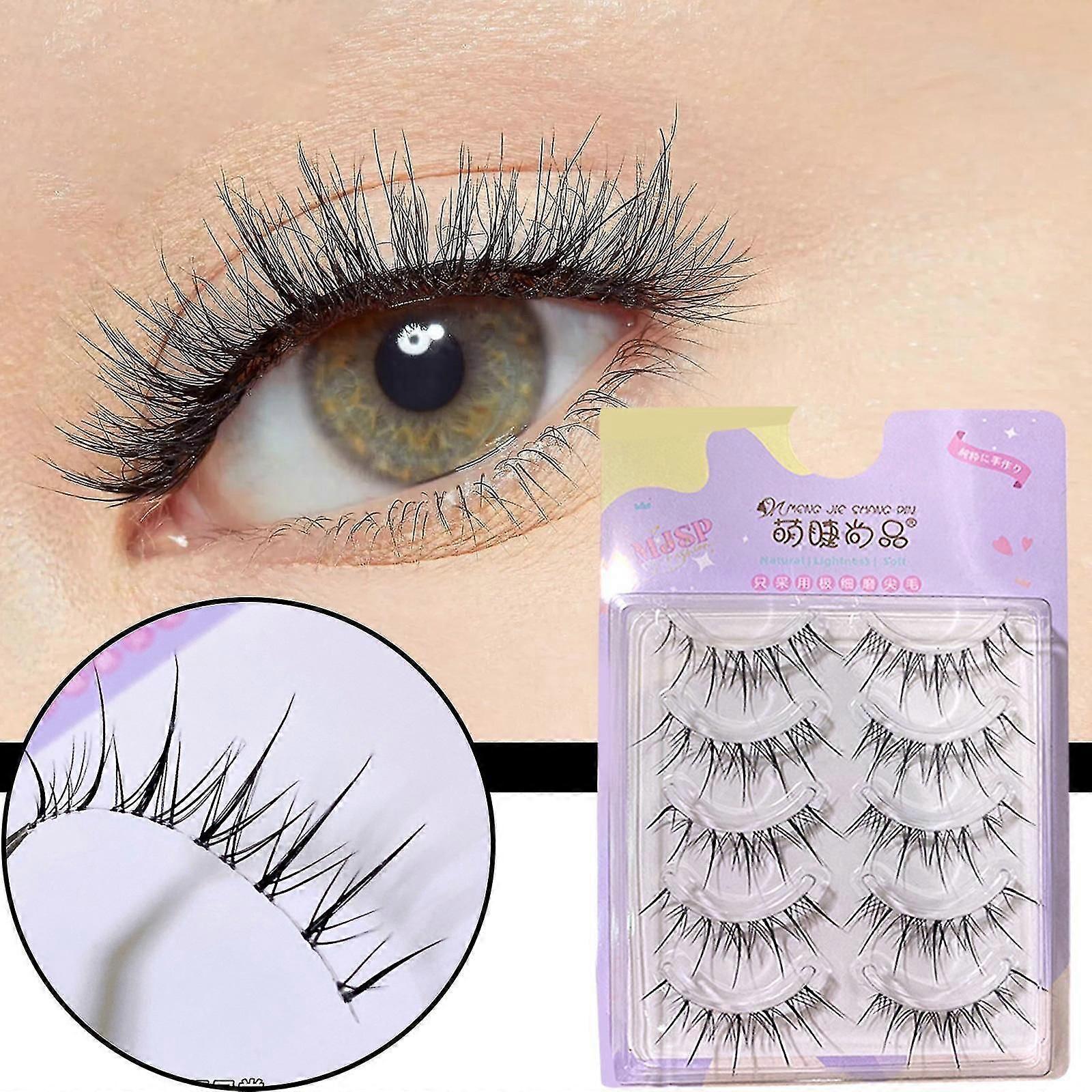 5pairs Air False Eyelashes Natural Transparent  Simulation Slender Eyelashes