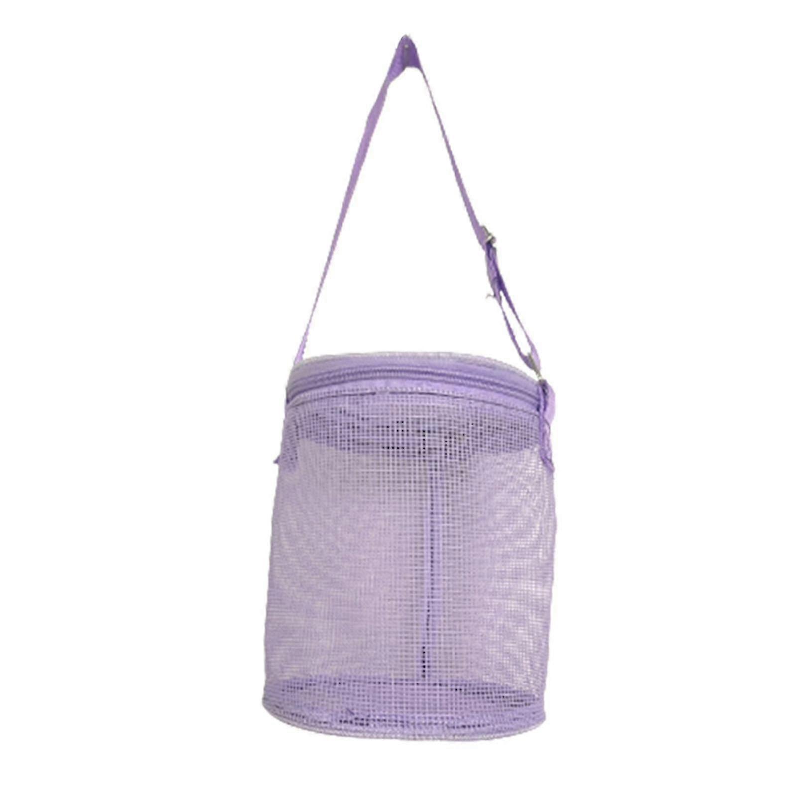 Shell Mesh Storage Bag Cylindrical With Zipper Shell Collecting Bags For Kids-4