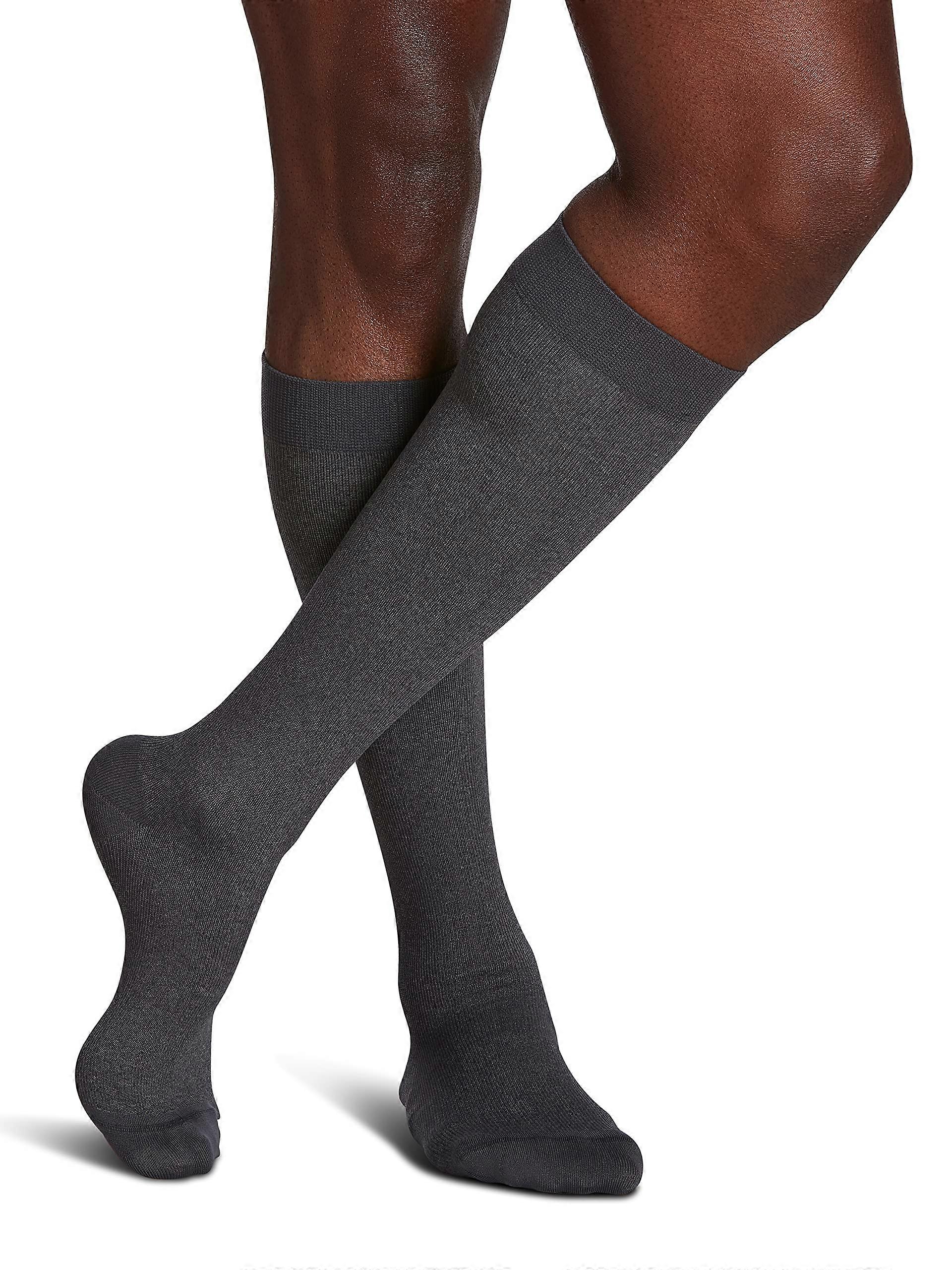 Men's Microfiber Patterns 183 Calf High Compression Socks 1520mmHg Graphite Heather B (Medium)