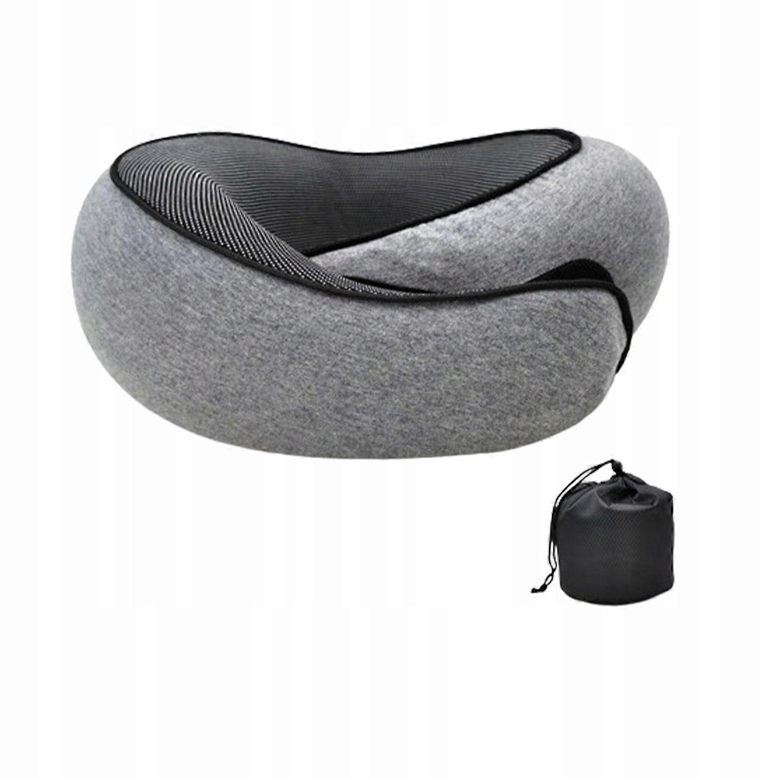 Travel Pillow Headrest Memory Foam Removable Cover Adjustable Neck Gray
