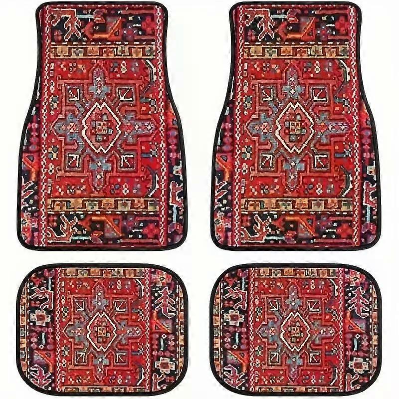 Autofußmatten, Universal-Autofußmatten im Bohemian-Stil, Teppich, 4-teilig, schmutzabweisend, Mattenset für vorne und hinten, Autozubehör