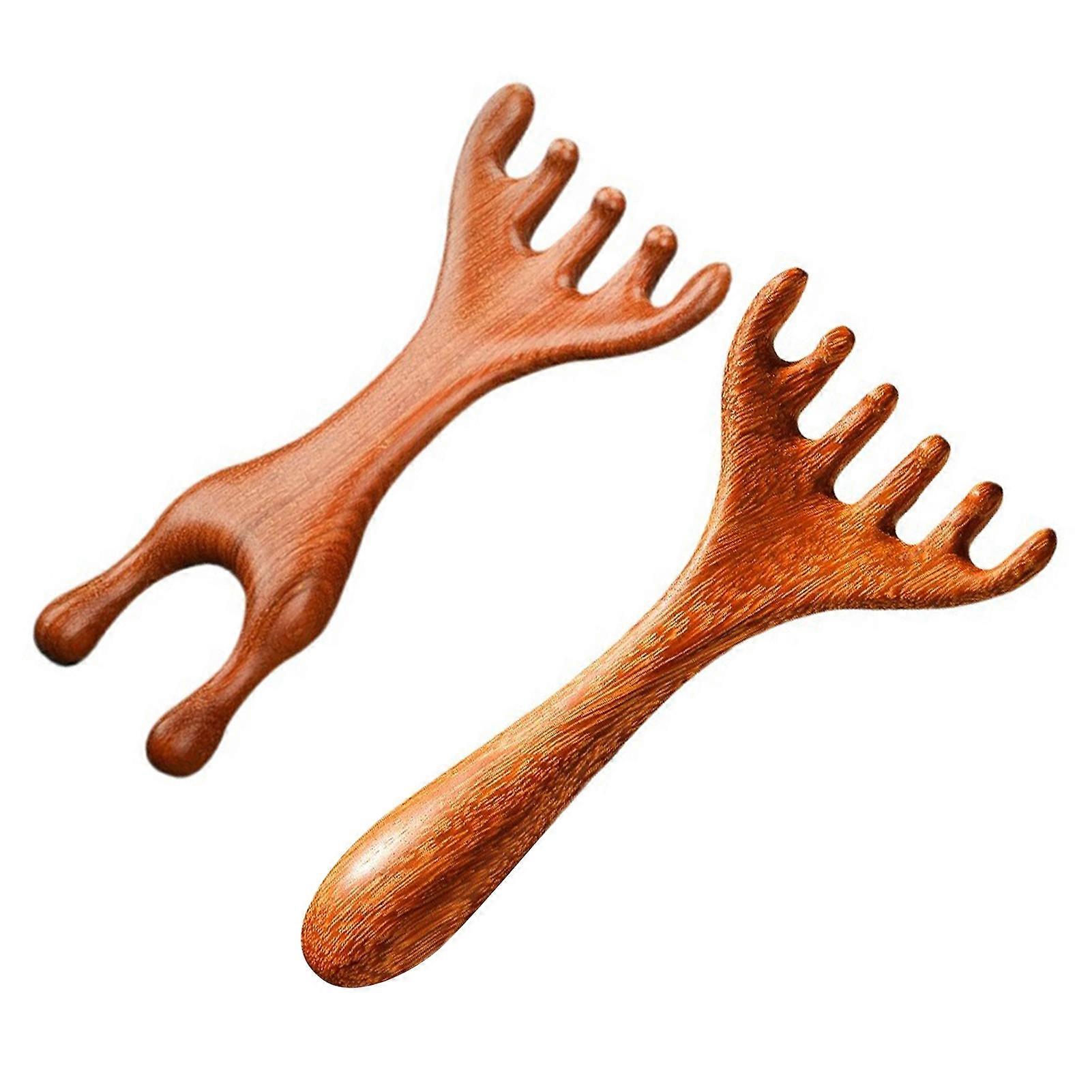 6 Claw Meridians Massage Comb Wooden Scalp Massager Comb, Deer Antlers Wide Tooth Combs For Women