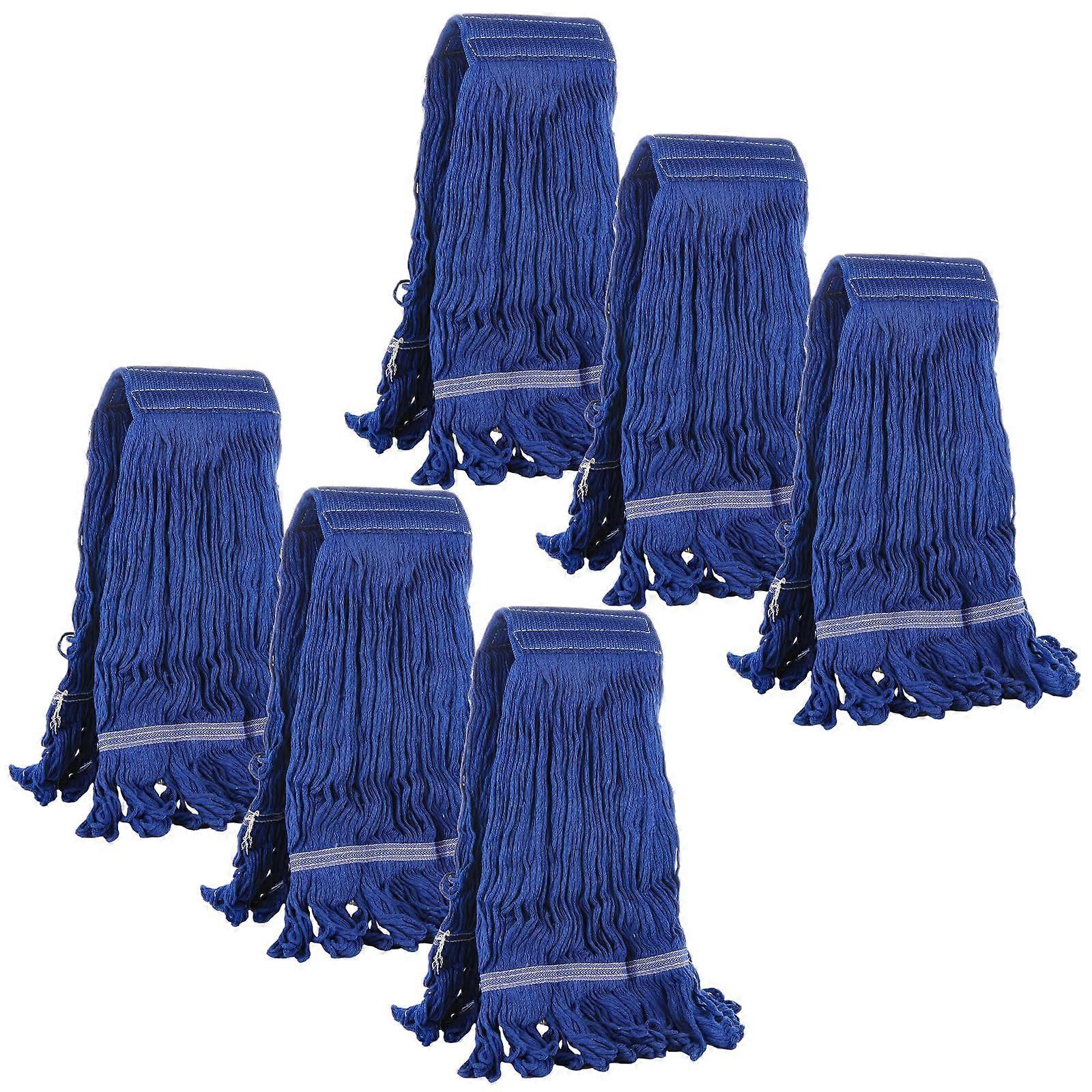 6PCS Commercial String Mop Head, LoopEnd Mop Head Replacement, Refills – Blue