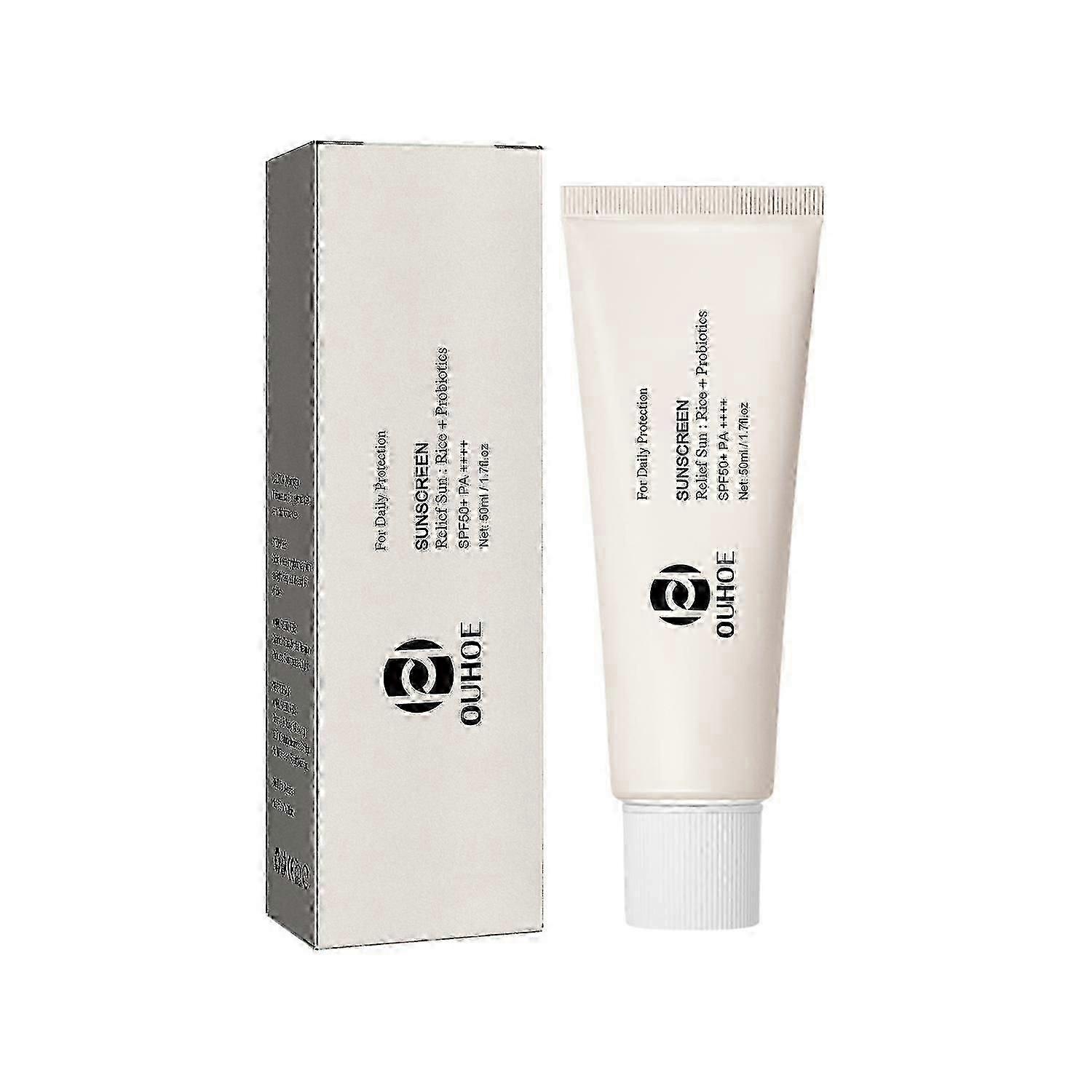 OUHOE Rice Probiotic Protective Cream, Refreshing Anti-UV Moisturizing Face Protective Cream
