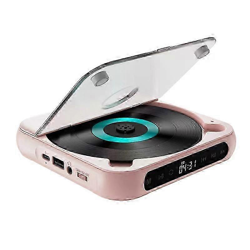 Portable CD Player Bluetooth Speaker,LED Screen, Stereo Player-Pink