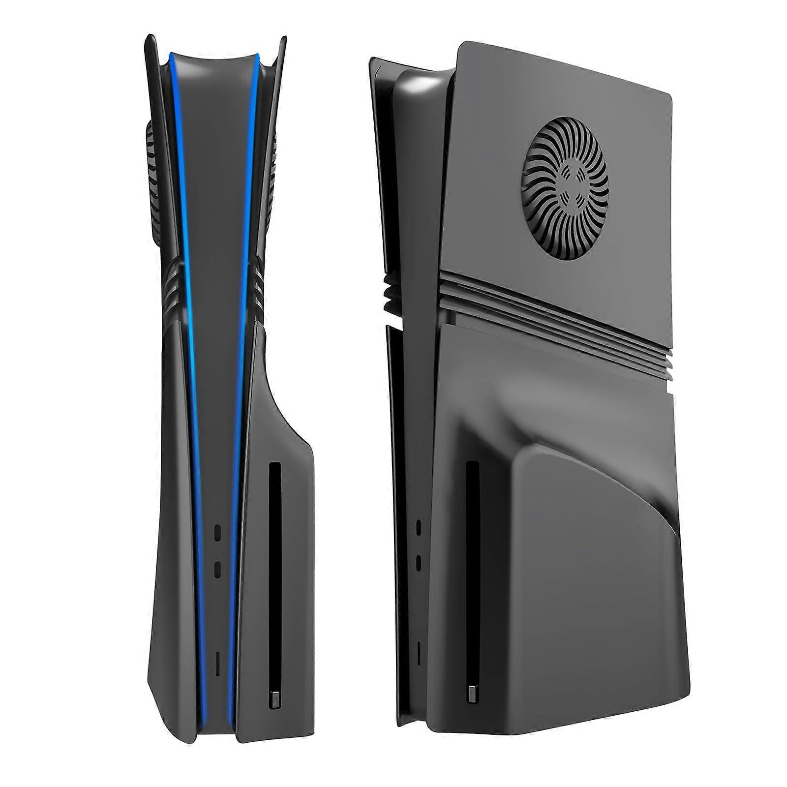 Black Faceplates for PS5 Pro Disc Edition Console, Anti-Scratch Side Plates with Cooling Vent, Easy Installation, Precision Fit