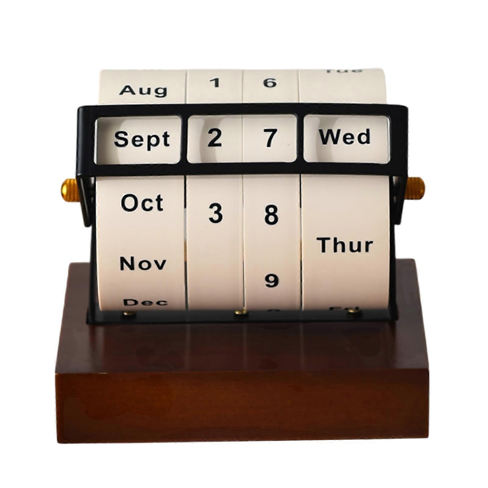 Decorative Calendar Rotating Calendar with Days Date Month Wood Desk Calendar for Home and Office Decoration