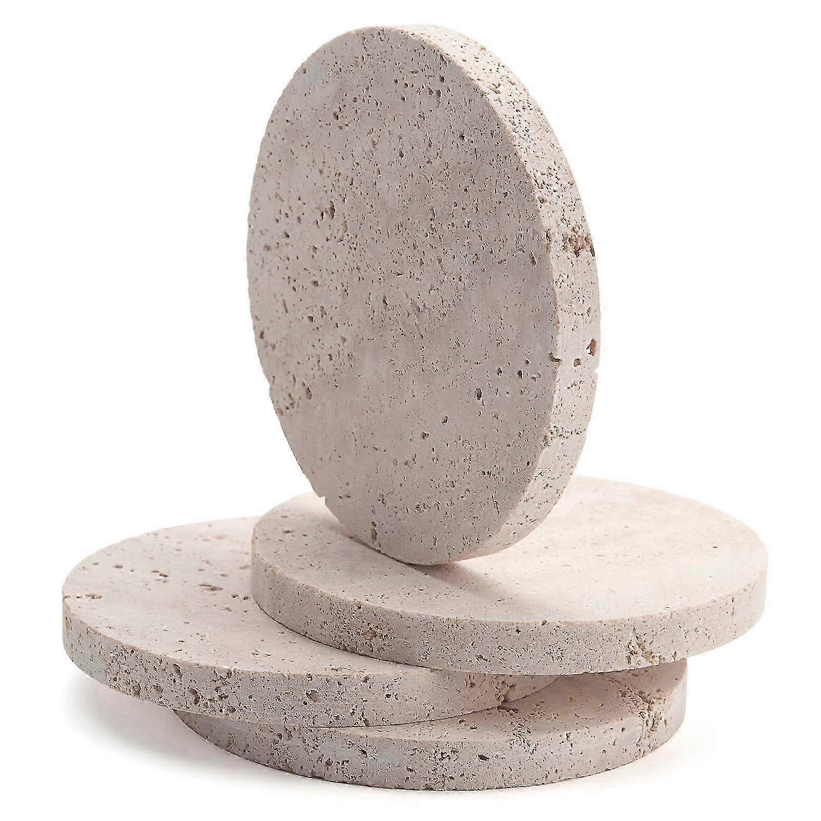 4-Piece Limestone Coaster Set, Modern Marble Design