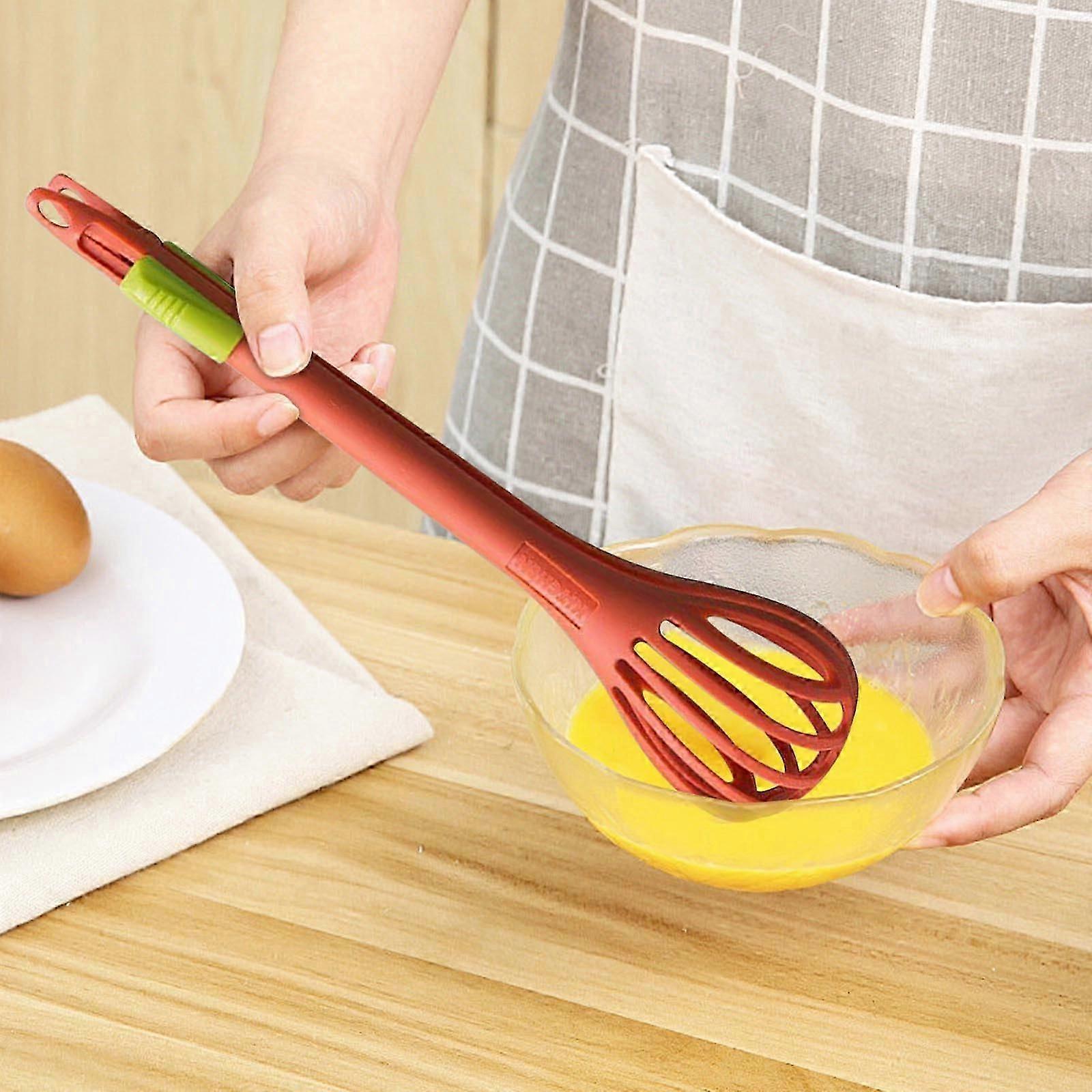 2 In 1 Food Tongs And Whisk 2023 New Multifunctional Whisk Bread Tongs Hand Handheld Plastic Bread Tongs Pasta Multifunctional Kit