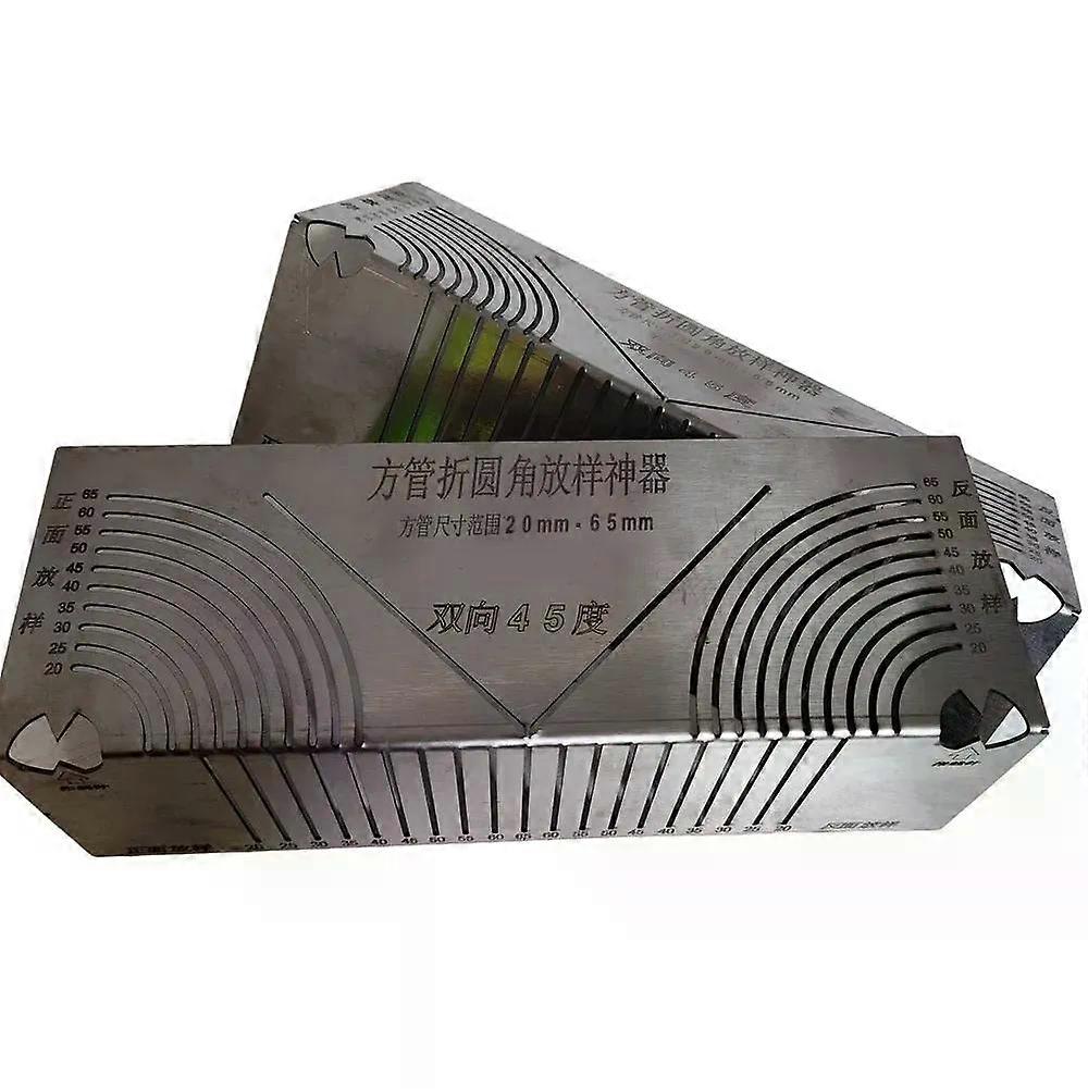 1pc Square Tube Rounded Corner Right Angles Drawing Tool Two-way 45-degree Angle Guidance Multi-Drawing Ruler For Line Drawings