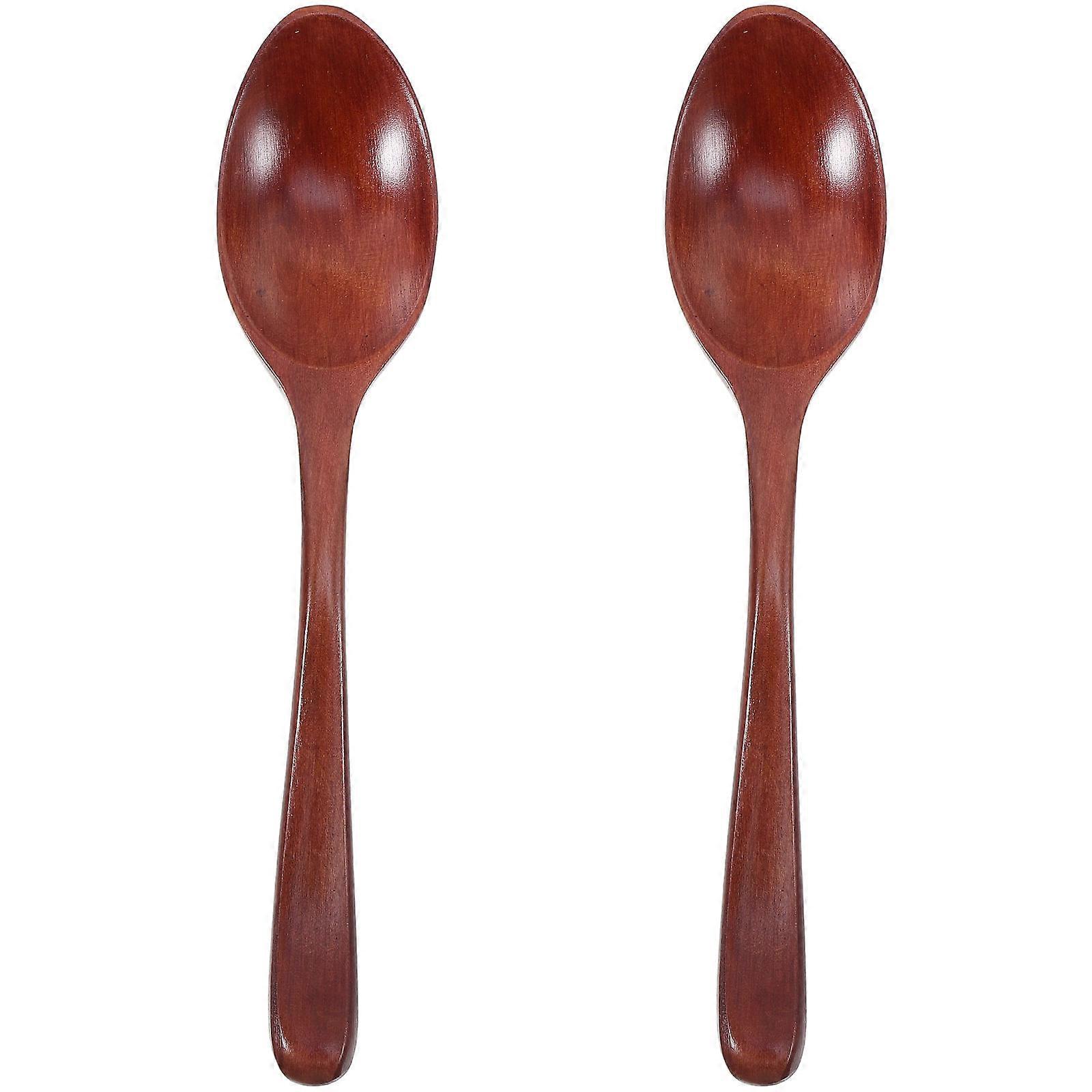Brown Plastic Honey Stirring Spoons for Kitchen Use Smooth Surface Crafted 2pcs