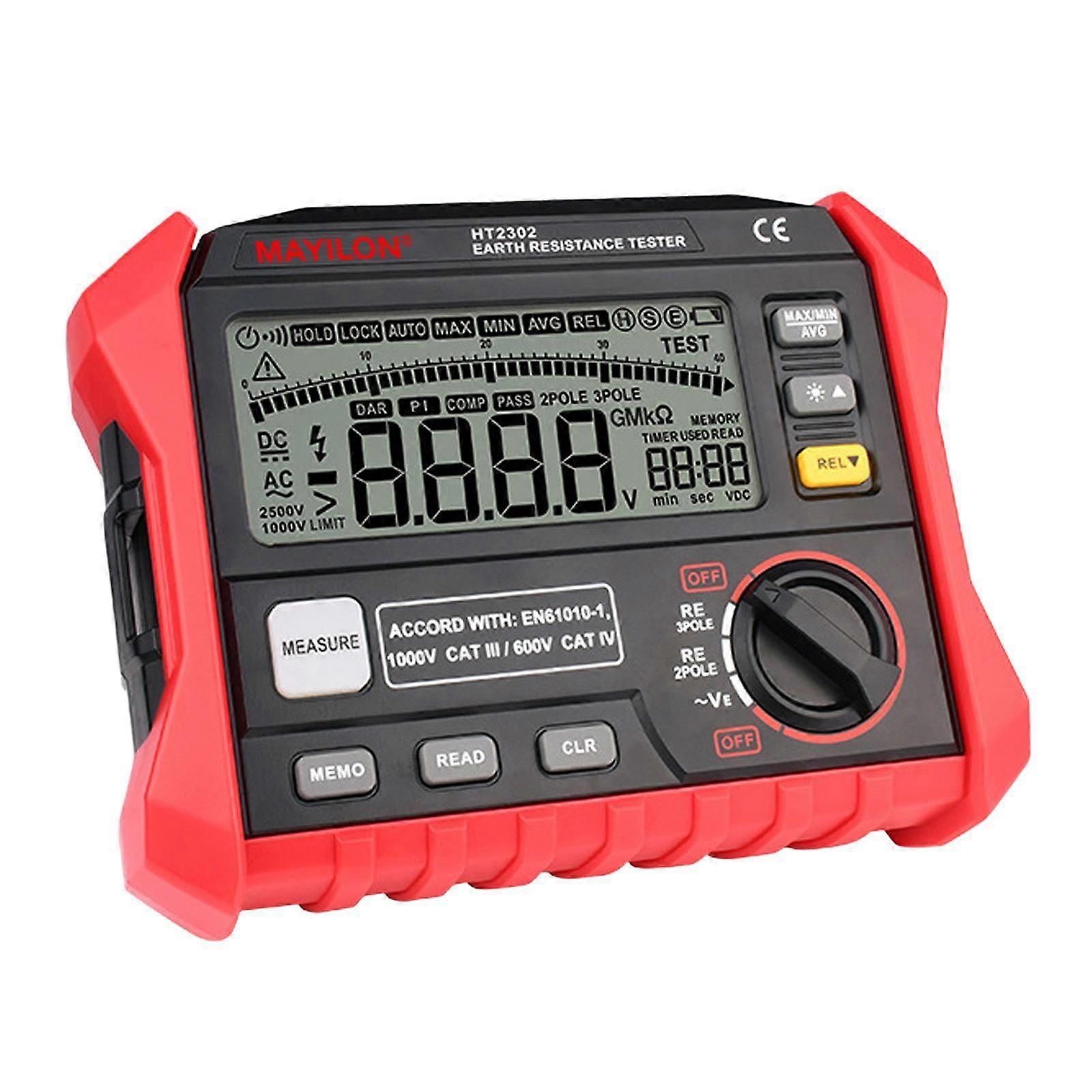 Earth Resistance Tester with 2 Pole and 3 Pole Mode Ground Voltage Tester