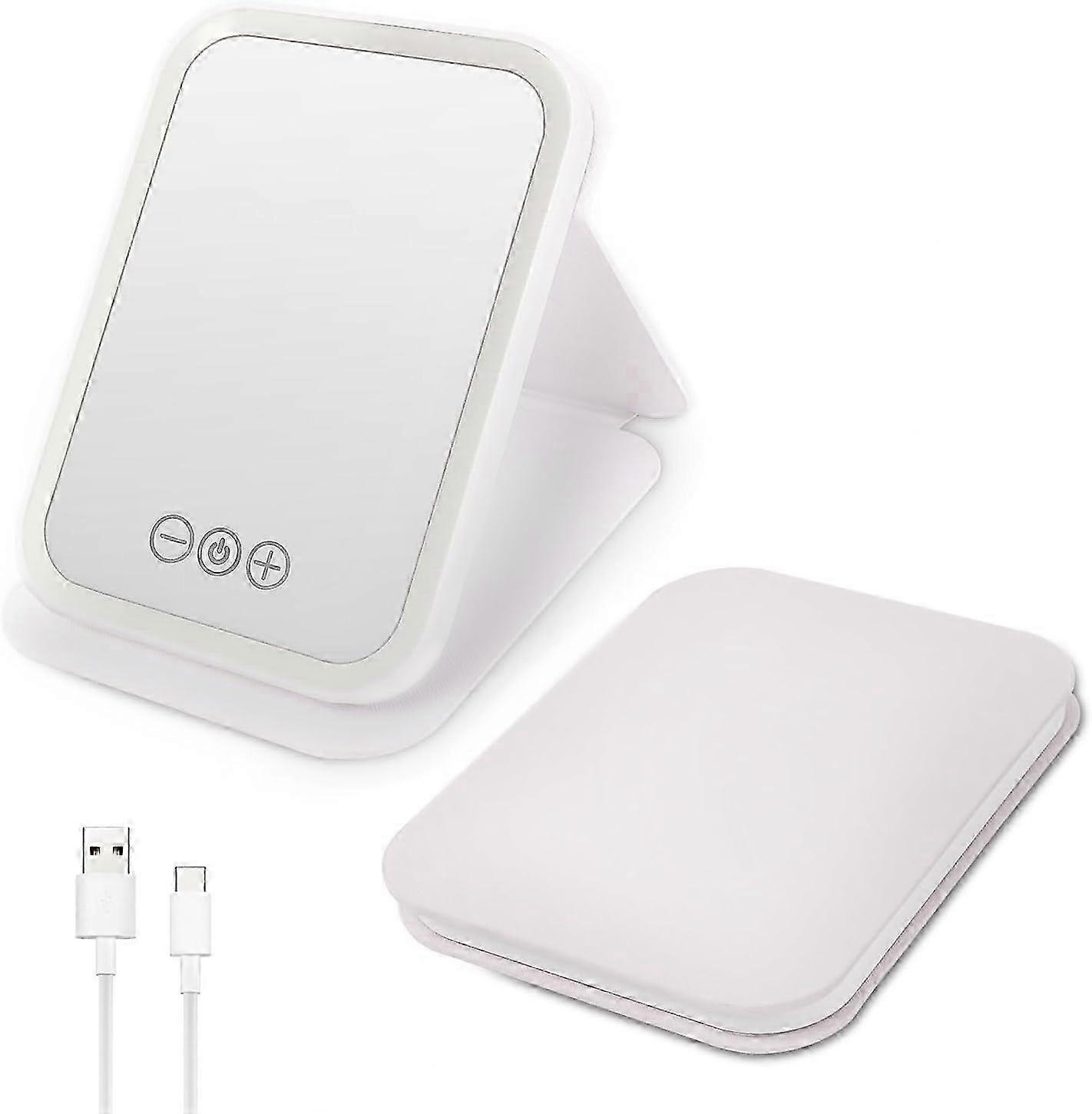 Portable USB Travel Makeup Mirror with 3-Color Adjustable Light