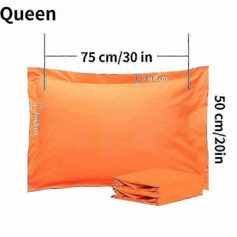 2pcs Soft Brushed Microfiber Pillowcases, Colorful Wrinkle-Resistant with Envelope Closure - Orange (50x75cm)
