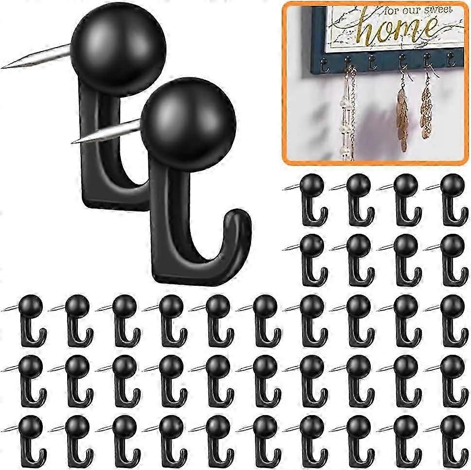 1.42.31.08cm 60 Pieces Push Pin Hooks, Thumbtack Hooks Decorative Thumb Tacks Hook Back Push Pins Hooks for Cork Board, Bulletin Board, Map Photos Hom